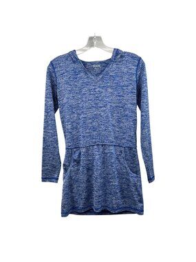 BAW Womens Lightweight Hoodie Long Sleeve Blue/Gray Spacedye Size Small